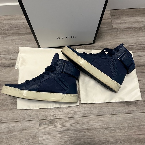 Gucci Blue Guccissima High Top Sneaker - Picture 6 of 12
